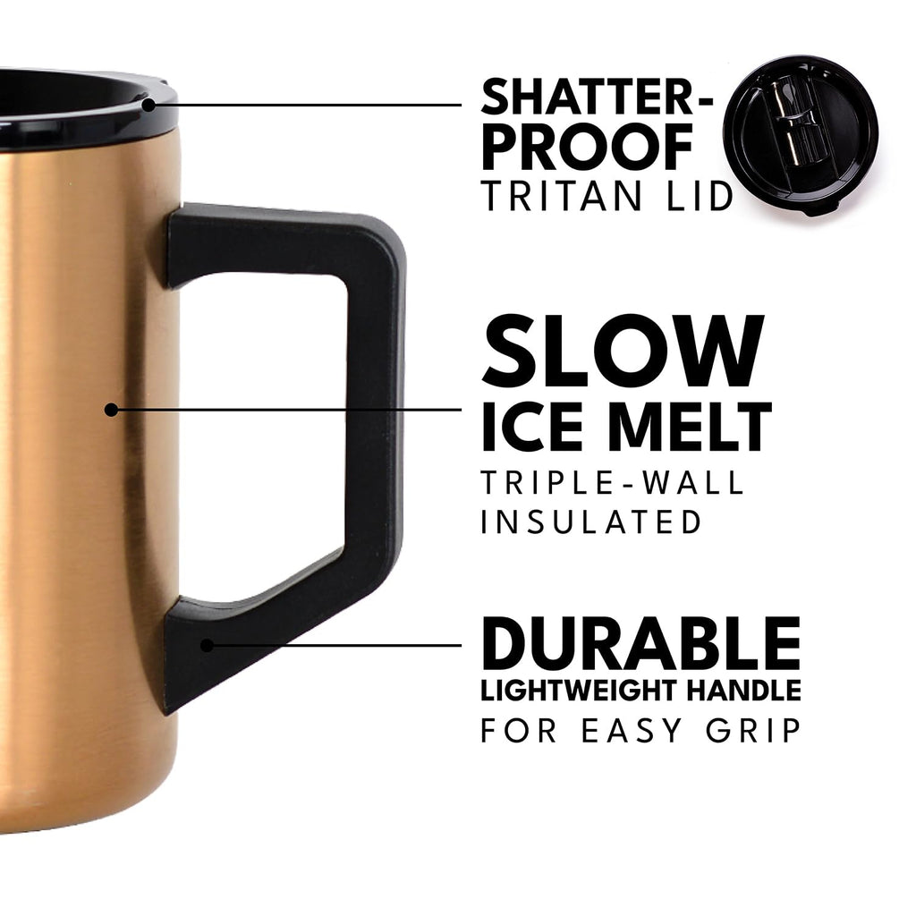 Elemental Insulated Coffee Mug - Triple-Wall Stainless Steel Summit Travel Cup for Hot and Cold Drinks - Thermal Coffee Mug with Lid and Handle for Camping, Office & Travel 12oz - Black