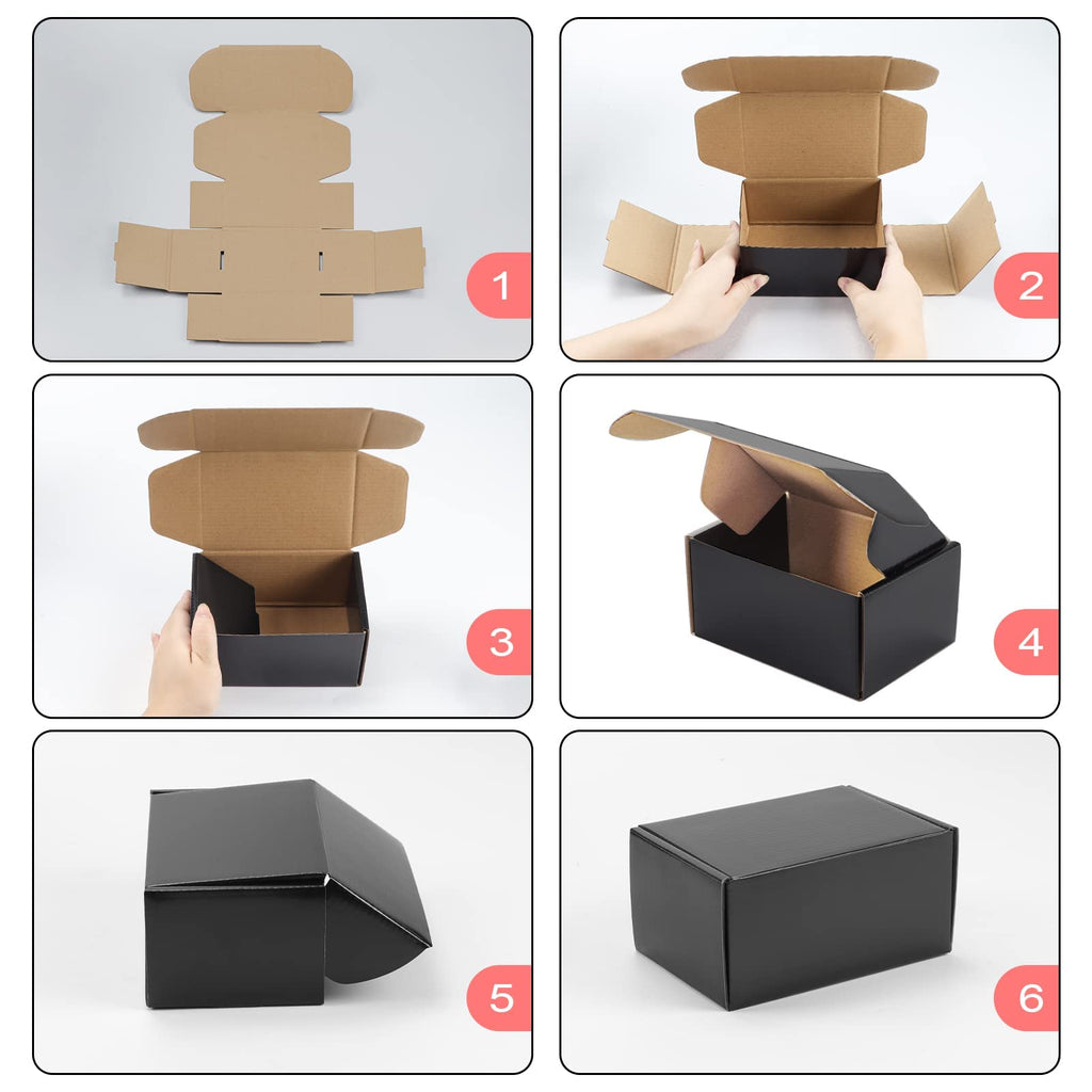 Hoikwo 40 Pack 4x4x2 Shipping Boxes for Small Business, Black Packaging Cardboard Boxes, Moving Mailing Packing Box
