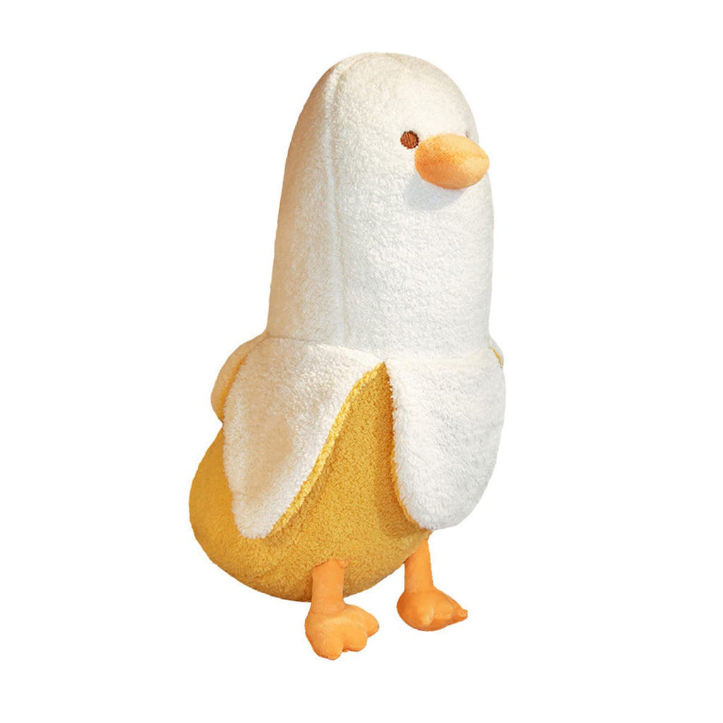 PEACH CAT Cute Banana Duck Stuffed Animal Long Banana Chef Duck Plush Pillow for Girls and Boys White 12"