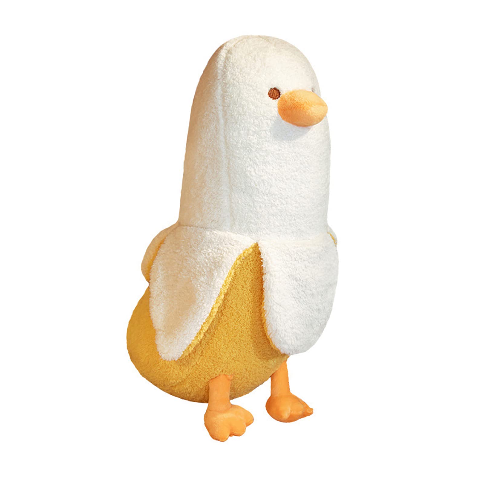 PEACH CAT Cute Banana Duck Stuffed Animal Long Banana Chef Duck Plush Pillow for Girls and Boys White 12"