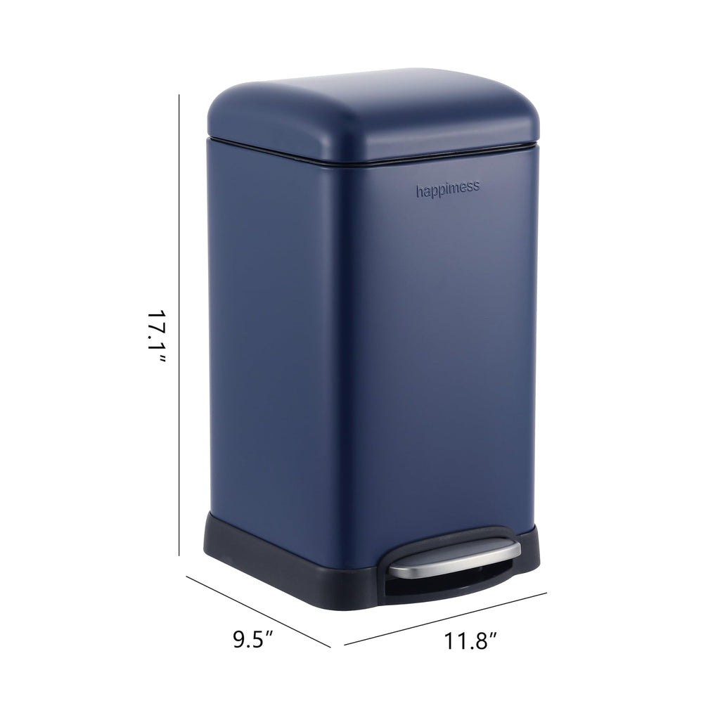 happimess HPM1012B Betty Retro Mini 3.2-Gallon Step-Open Trash Can with Soft-Close Lid, Modern, Minimalistic, Fingerprint Proof for Home, Kitchen, Laundry Room, Office, Bedroom, Bathroom, Black