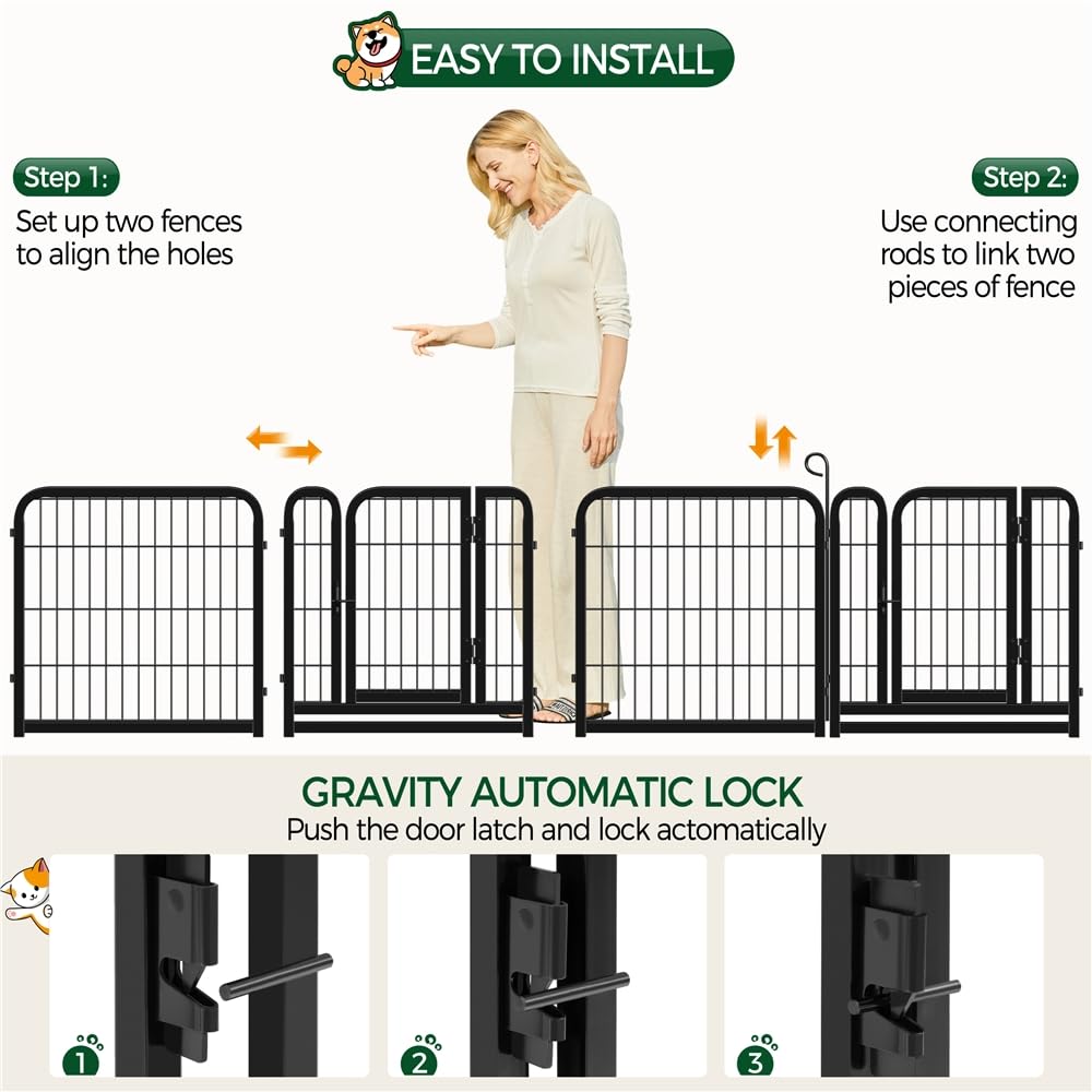 Yaheetech Dog Playpen, 24 inch 2 Panels Dog Pen for Indoor Heavy Duty Puppy Exercise Pen Metal Pet Fence for RV Camping/Yard/Garden