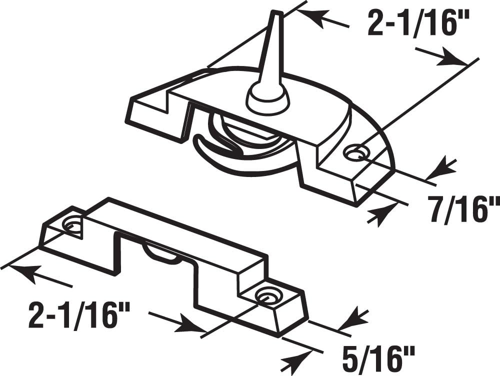 Prime-Line F 2588 Sash Lock, 2-1/16 in. Hole Centers, Fits Single and Double Hung Vinyl Windows, Diecast, White, (Single Pack) (Pack of 2)