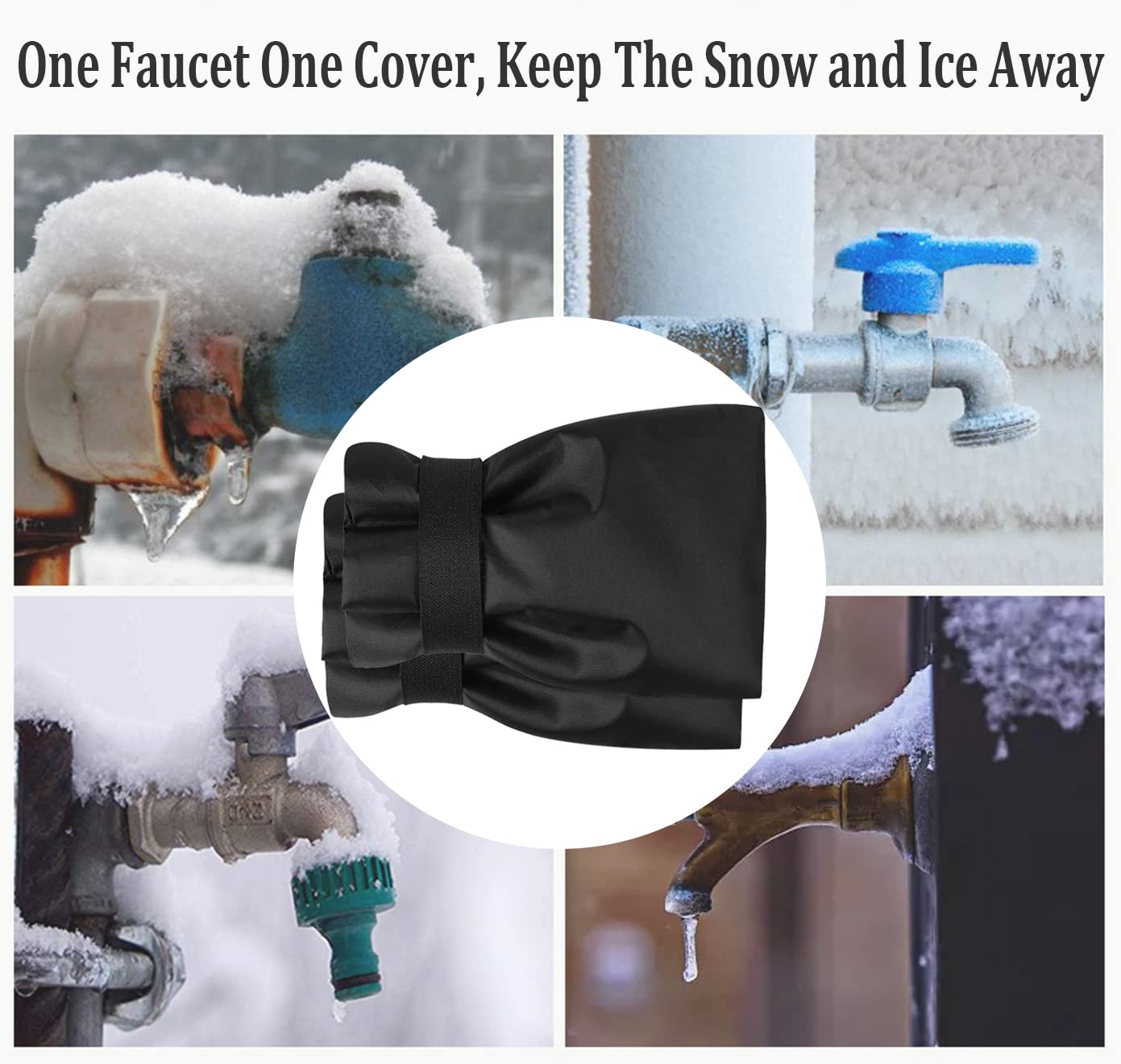 Outdoor Faucet Covers for Winter Freeze Protection, Upgraded Thicken 8.5" H x 6.1" W Outside Garden Faucet Socks for Winter Waterproof Reusable Hose Bibs Insulated Spigot Cover, 2 Pack Black
