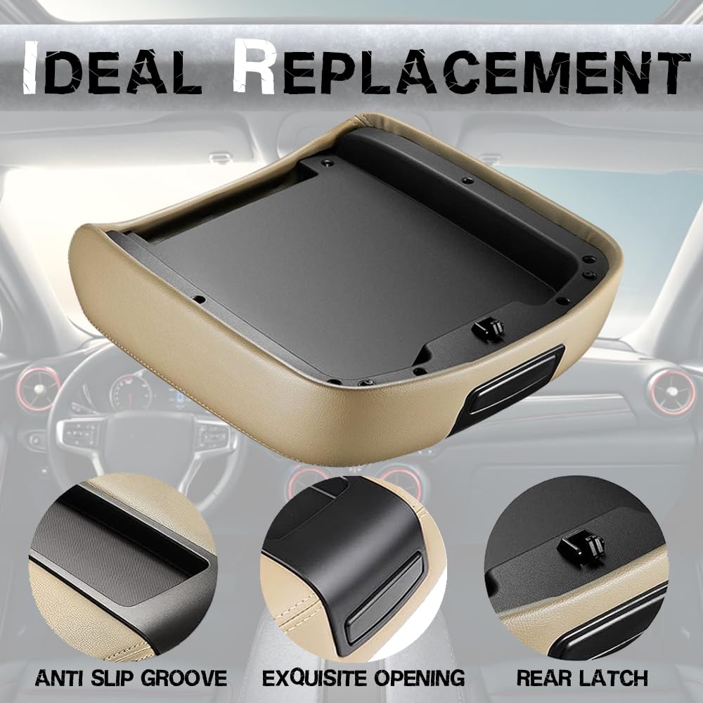 Upgrade Silverado/Sierra Center Console Armrest lid Cover Compatible with 2007-2013 Silverado Tahoe Suburba Avalanche Sierra Yukon XL Arm rest Center Console Cover Lid, Replac OE 19328711, Beige