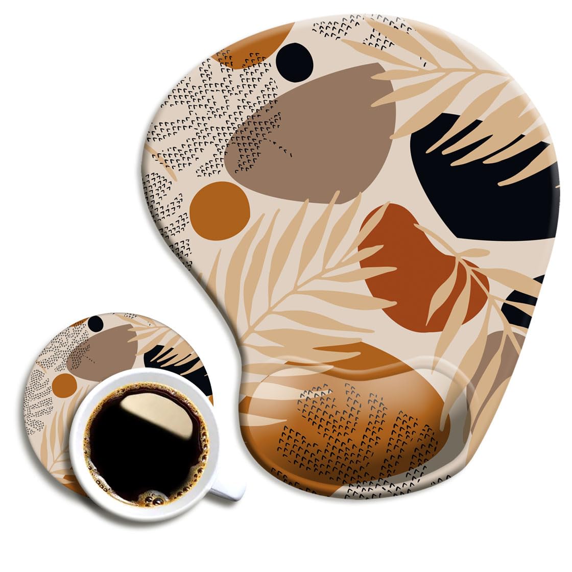 DOOKE Ergonomic Mouse Pad with Wrist Support and Coaster,Mouse Pads with Non-Slip PU Base for Home Office Working Studying Easy Typing & Pain Relief Aesthetic Art
