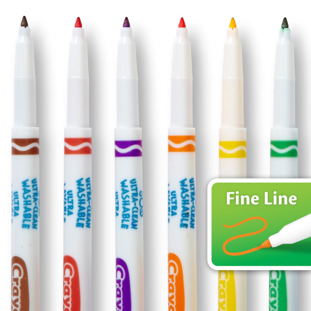 Crayola Ultra Clean Fine Line Washable Markers (40ct), School Supplies, Classroom Teacher Must Haves, Homeschool Essentials, Gifts for Kids, Ages 3, 4, 5