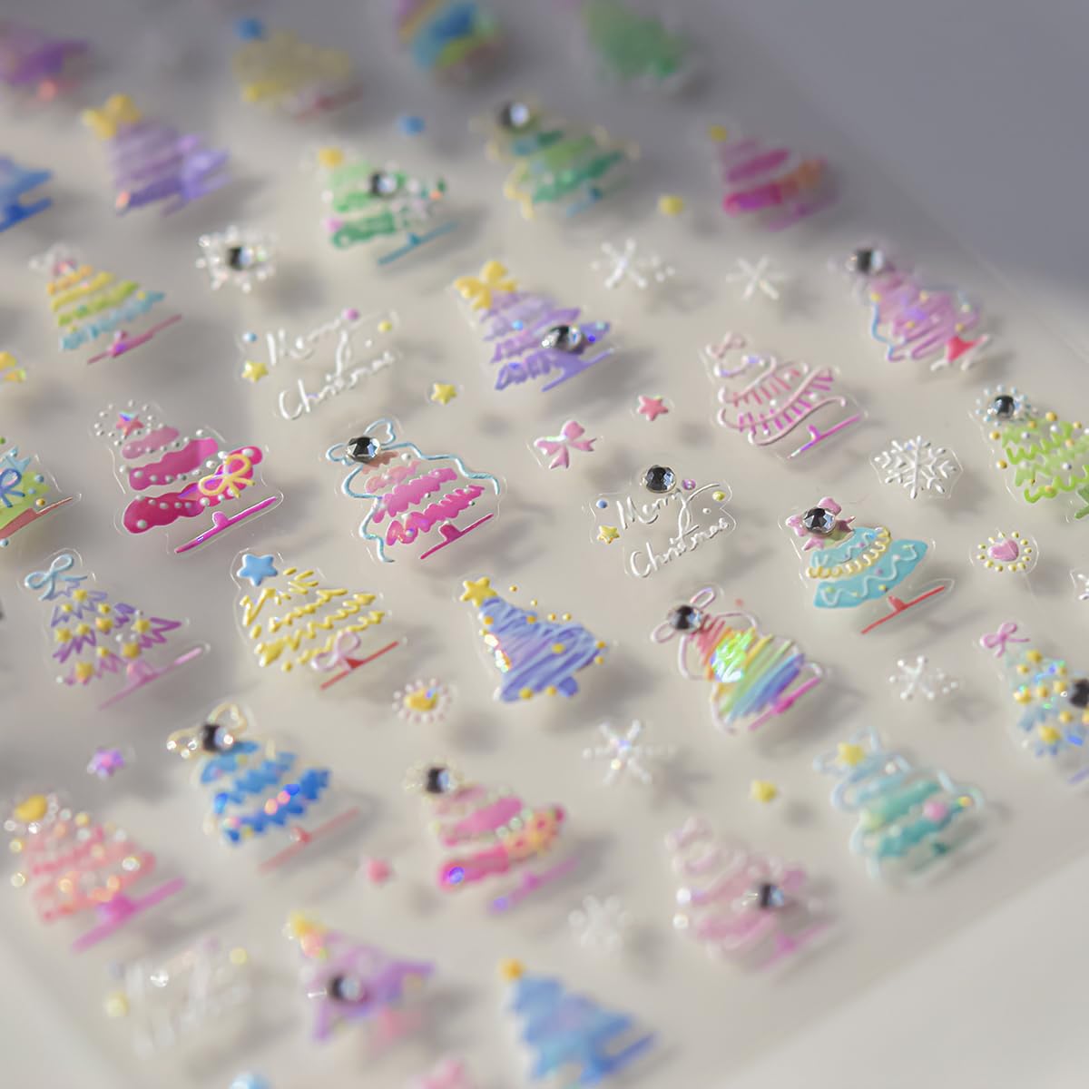 Christmas Nail Art Stickers Decals 5D Embossed Santa Claus Xmas Tree Nail Decals with Crystal 1PCS Cute Bear Bow Candy Cane Snowflake Christmas Nails Adhesive Stickers for Holiday Manicure Decorations
