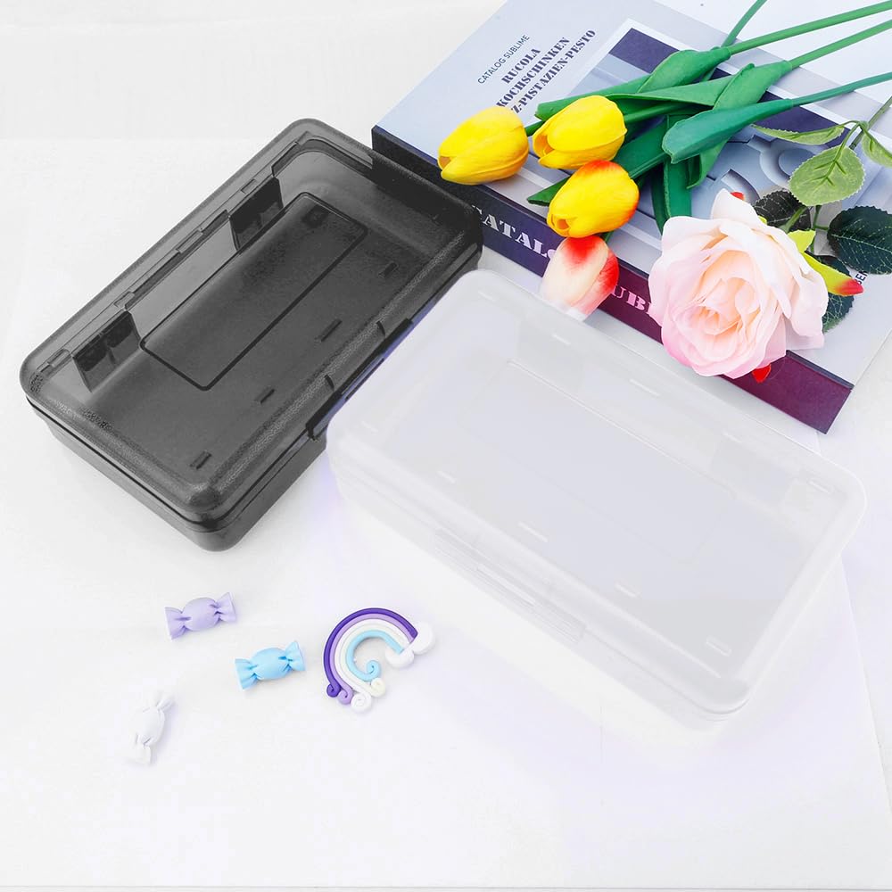 Pencil Case, Pencil Box, Clear Pencil Case, 3 Pack Plastic Pencil Case, Large Capacity Pencil Case, Crayon Box with Snap-tight Lid Stackable Design, Plastic Storage Box for School Office Supplies