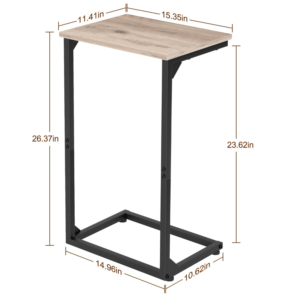 AMHANCIBLE C Shaped End Tables Set of 2, Couch Side Tables that Slide Under Sofa, Slim TV Trays for Living Room and Bedroom, Narrow Space Saving Laptop Workstation, Black, HET02BBK