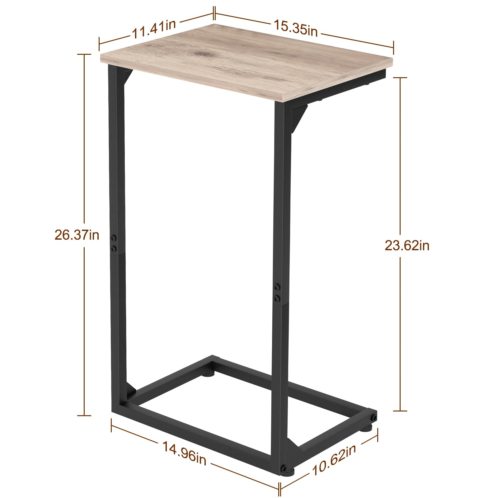 AMHANCIBLE C Shaped End Tables Set of 2, Couch Side Tables that Slide Under Sofa, Slim TV Trays for Living Room and Bedroom, Narrow Space Saving Laptop Workstation, Black, HET02BBK