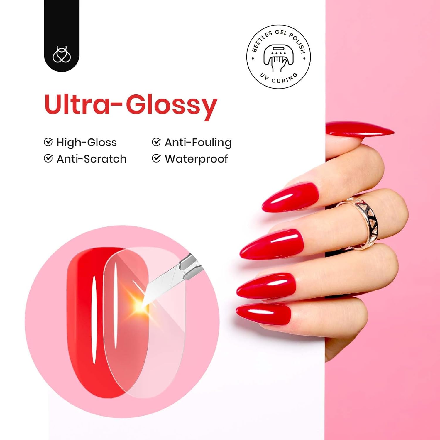Beetles 2Pcs 15ml Gel Base and Top Coat Set - Upgrade No Wipe Extra Glossy Top Coat Finish for Gel Nail Polish, Soak Off UV/LED Lamp Needed, Essentials for Long-Lasting Manicure Kit