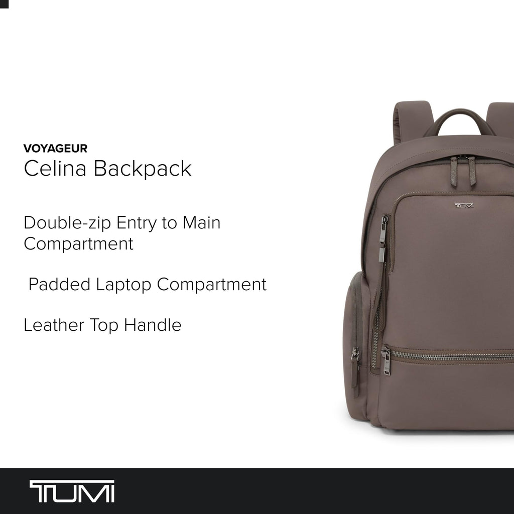TUMI - Voyageur Celina Backpack - Women's Work and Travel Bag - 16.0" X 10.6" X 6.5" - Holds Up to 16" Laptop - Black & Gold Hardware
