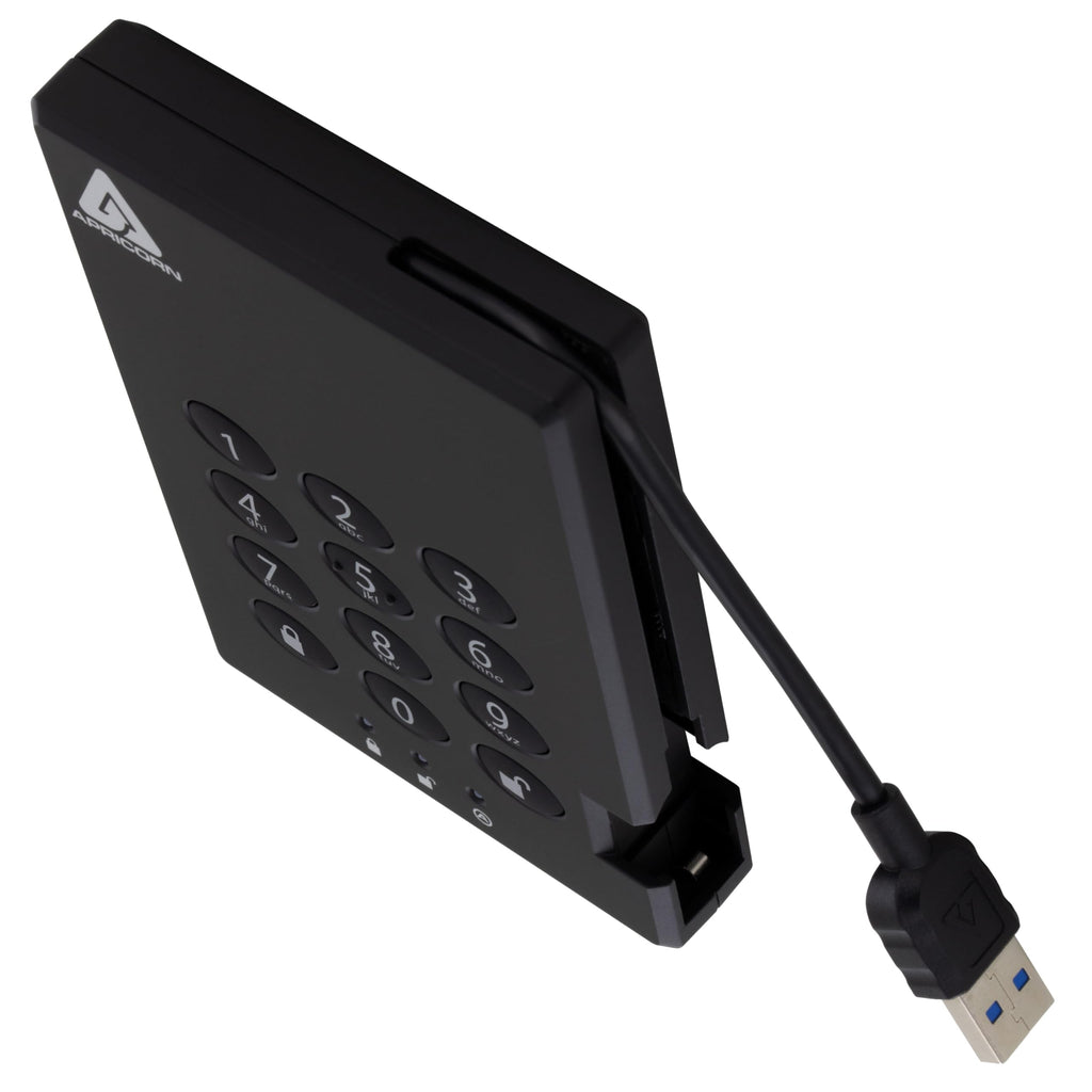 Apricorn 500GB Aegis Padlock USB 3.0 256-bit AES XTS Hardware Encrypted Portable External Hard Drive (A25-3PL256-500)