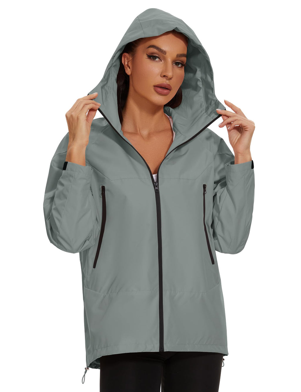 Avoogue Rain Jacket for Women Waterproof Lightweight Rain Coat Hiking Windbreaker Jacket with Hood