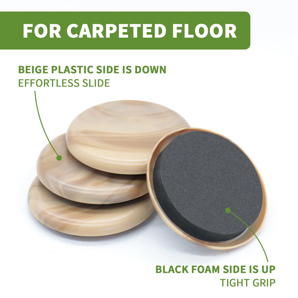 Furniture Sliders for Carpet 4 PCS - 9 1/2 inch Furniture Moving Slider Chair Legs Floors Protectors– Move Your Furniture Easy & Safely (for Carpet)