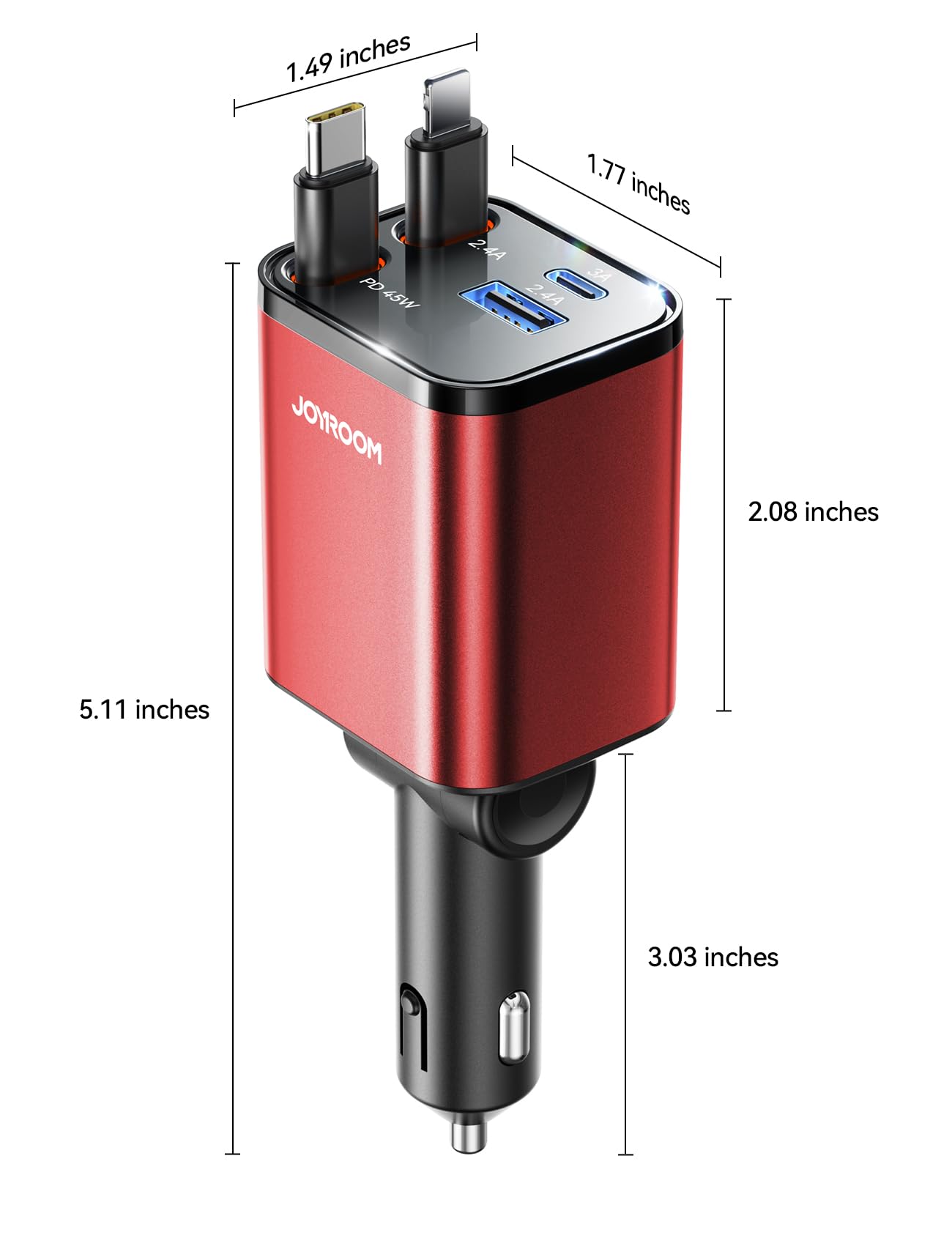 [2026 Ultra-Compact] 84W Retractable Car Charger, [PD 45W] Car Charger USB C for iPhone 16 17 Pro Fast Charging, Car Accessories Travel Essentials Gifts for Women Men for iPhone 17 Air 16 15 14 13 12