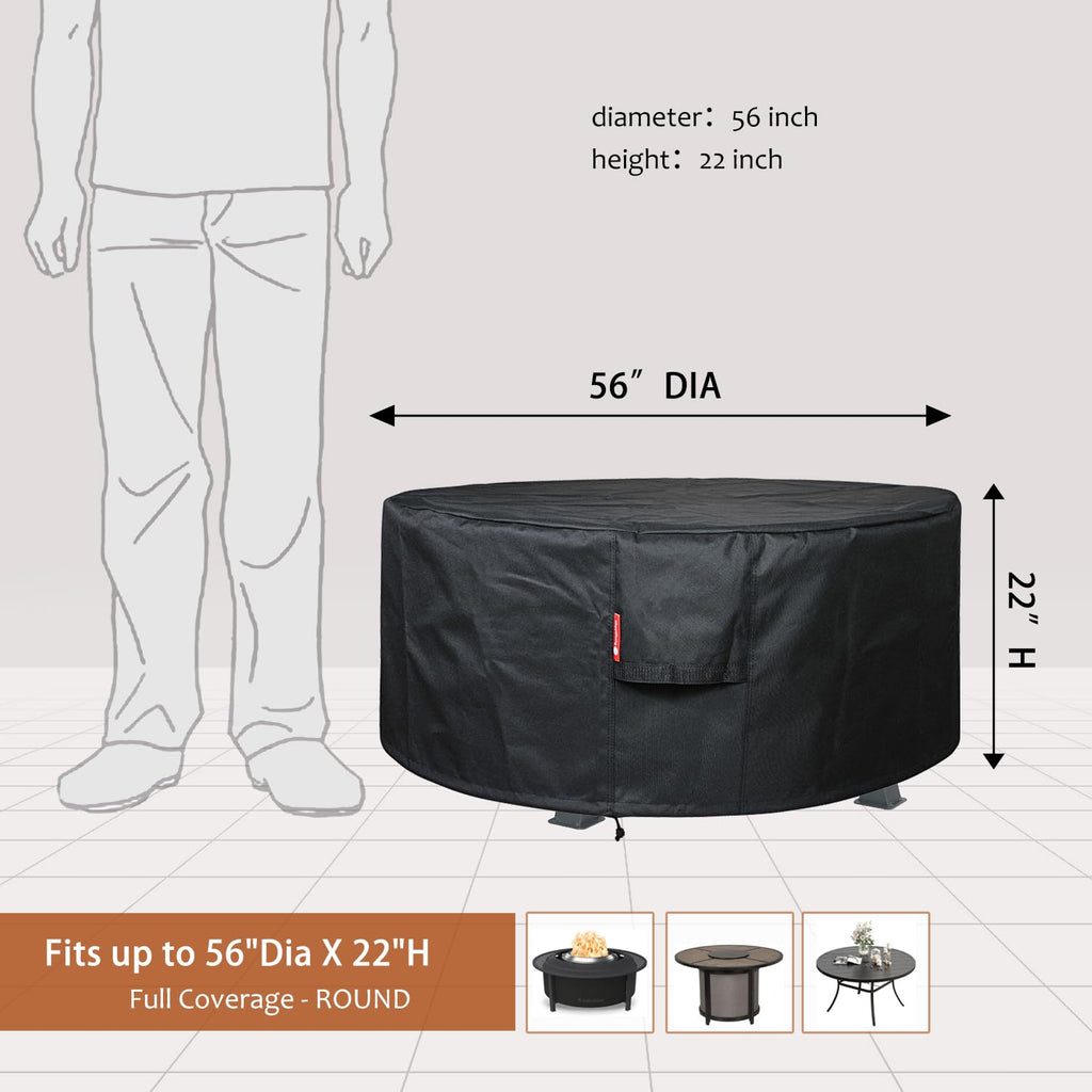 SheeChung Fire Pit Cover for Solo Stove Bonfire Outdoor Smokeless Firepit-Small Round Waterproof 600D Polyester Shelter,Air Vent,Anti-UV&Tear Resistant-Fits for 16”-22” Gas Fire Pit Table (22"Dx16"H)