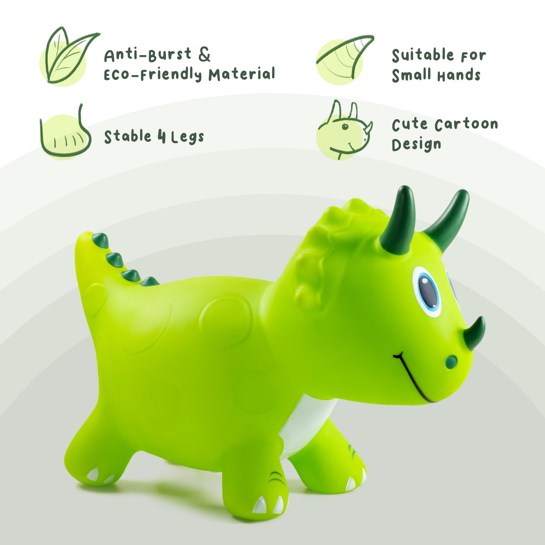 Kids Dinosaur Bouncy Animal Toys, Inflatable Triceratops Bouncer, Ride on Bounce Hopper, Indoor Outdoor Activity Birthday Gift for 18 Months 2 3 4 Years Old Boys