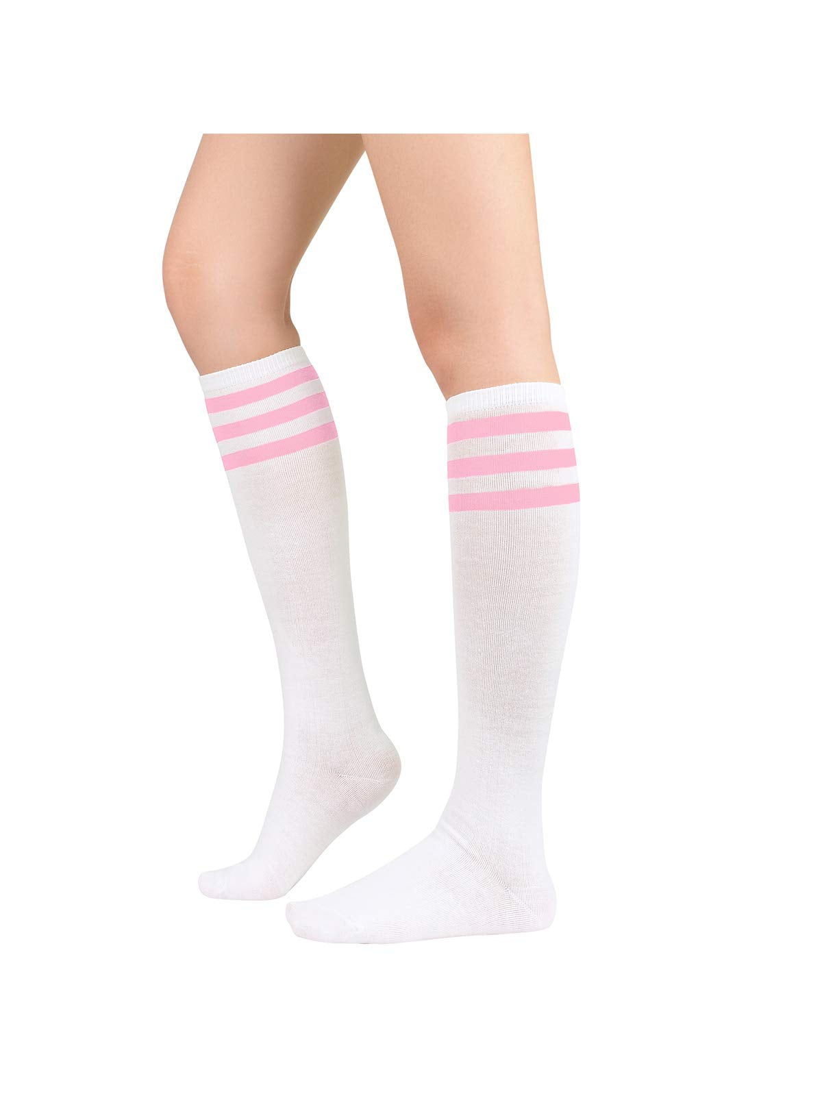 Century Star Knee High Striped Socks for Women - Long Thin Tube Sports Thigh High Socks Tall Stockings