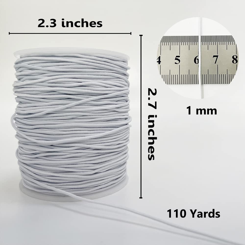 LUSTEMBER Elastic String for Bracelets, 1 mm x 110 Yards Sturdy Stretchy Elastic Cord for Jewelry Making, Necklaces, Beading - Black
