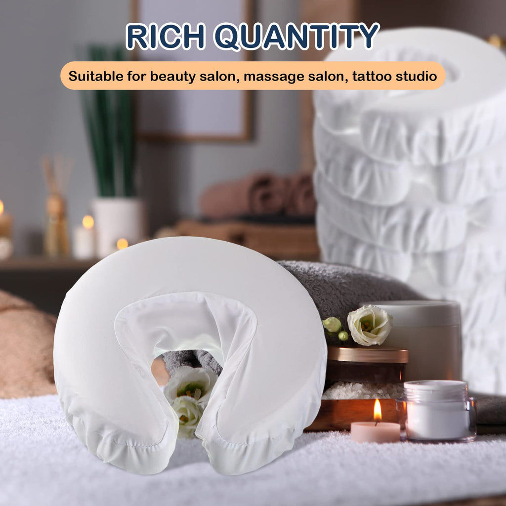 Macarrie 24 Pcs Face Cradle Covers for Massage Table Microfiber Reusable Soft Thicker Massage Table Headrest Covers Bulk Oil Proof Cradle Head Rest Sheets for Spa Beauty Salons(Beige)