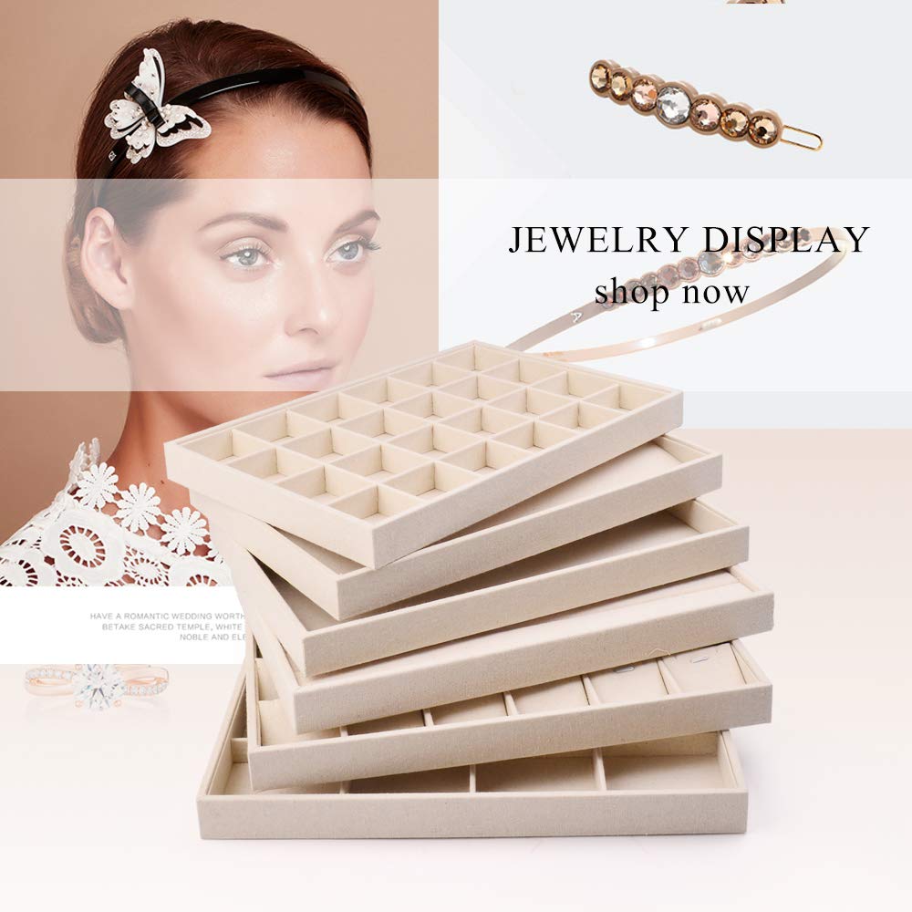 Oirlv linen Jewelry Display Trays Stackable Necklace Bracelet Ring Showcase Display Empty Plate(Pack of 1)
