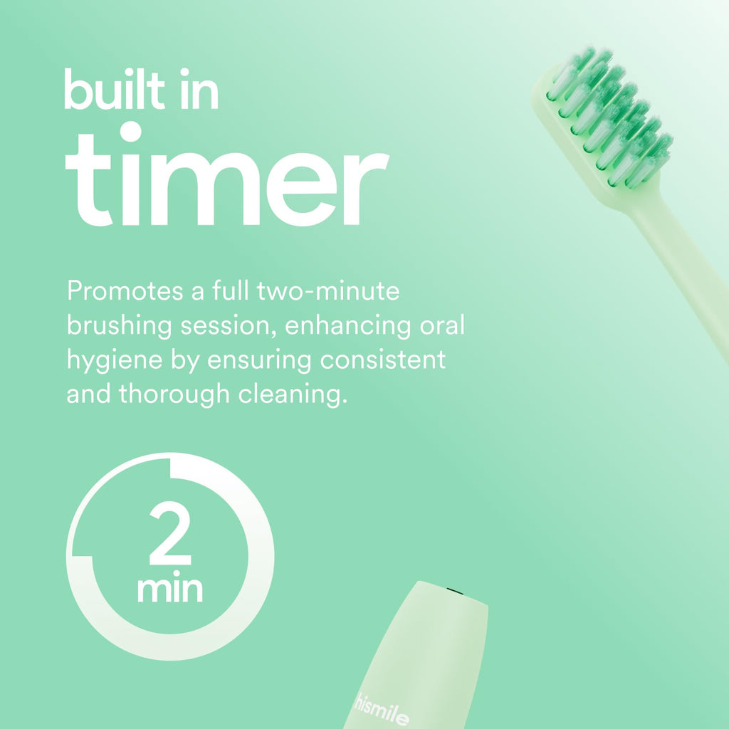 HISMILE Electric Toothbrush, 3 Brushing Modes, Smart Timer, Rechargeable Electric Tooth Brush for Adults and Children, Soft-Tapered Bristles, Mode Memory (Green)