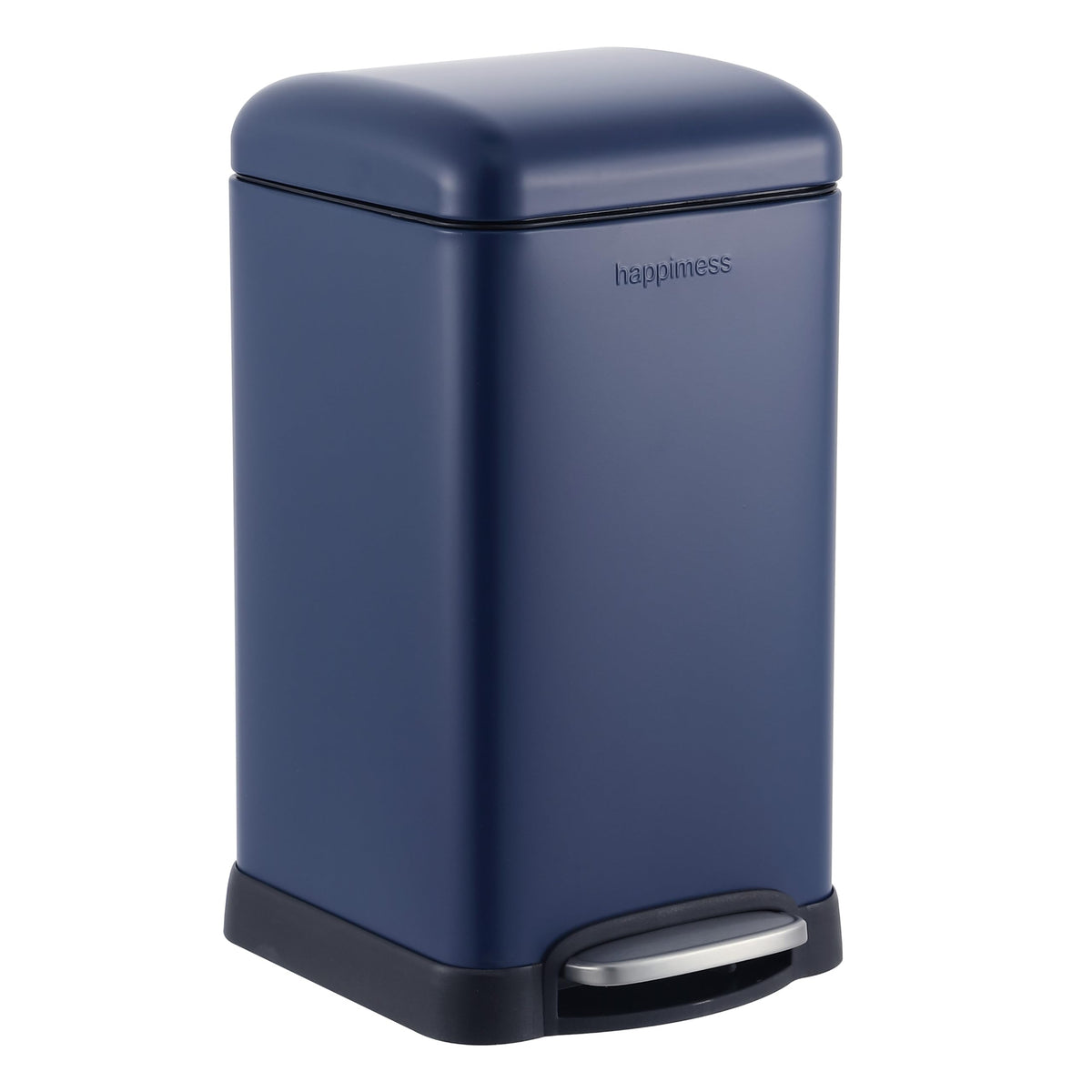 happimess HPM1012B Betty Retro Mini 3.2-Gallon Step-Open Trash Can with Soft-Close Lid, Modern, Minimalistic, Fingerprint Proof for Home, Kitchen, Laundry Room, Office, Bedroom, Bathroom, Black