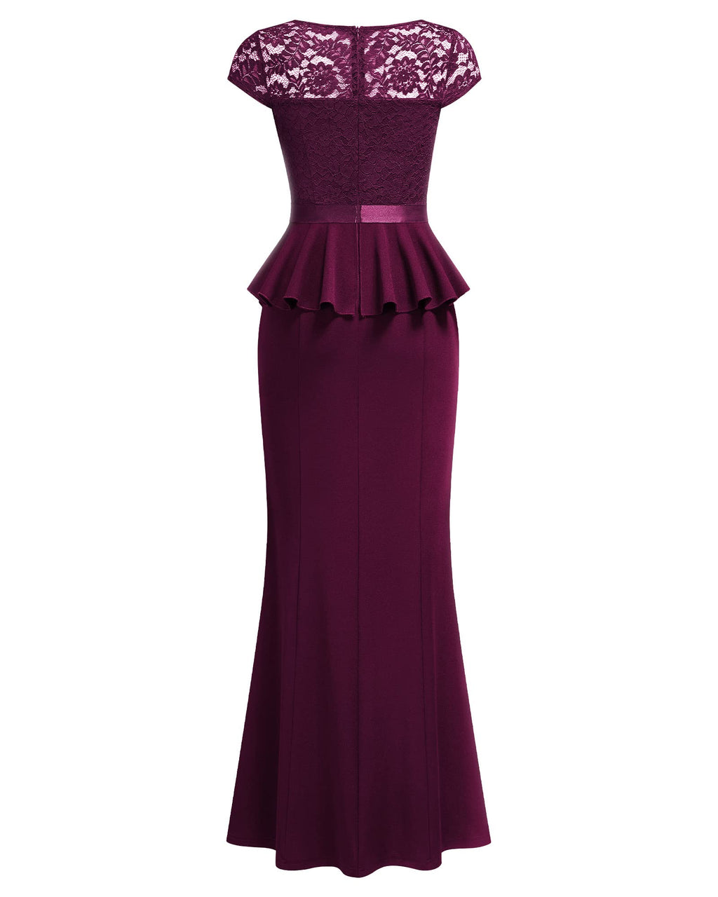 MISSMAY Women's Elegant Floral Lace Ruffle Split Cocktail Party Long Dress