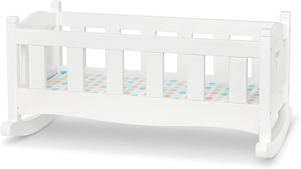 Melissa & Doug Wooden Play Cradle for Dolls - Baby Doll Crib and Baby Doll Bed with Mattress, Doll Accessories for Pretend Play and Stuffed Animals, Ages 3+