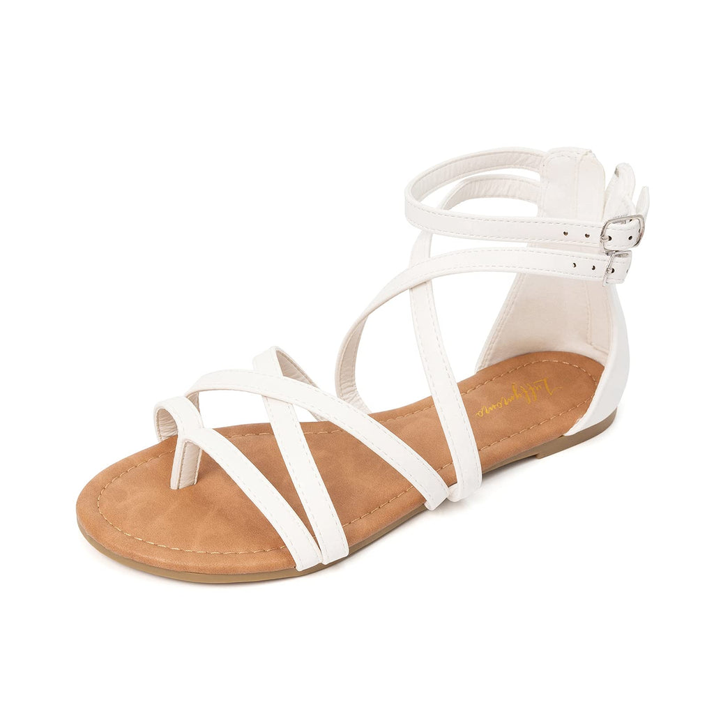 Luffymomo Women's Gladiator Strap Sandals Flat Fisherman Thong Cross Strappy Sandals