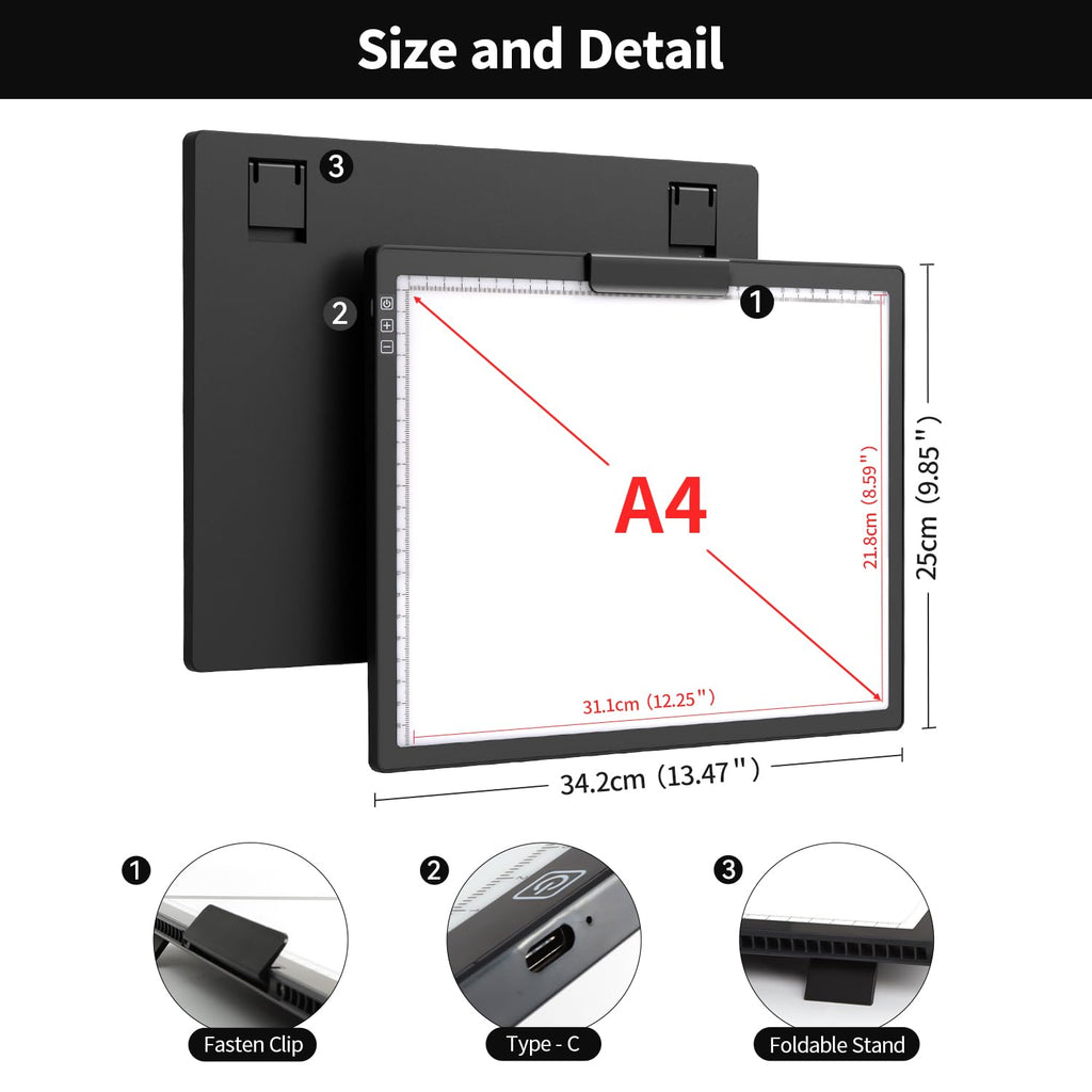 Zocelight A1(35.4''x 23.6'') Large Rechargeable Light Pad for Diamond Painting,6 Levels & Stepless Dimming Light Box for Tracing,3-Color Modes Light Board,Built-in 6000mAh Battery Light Table for Art