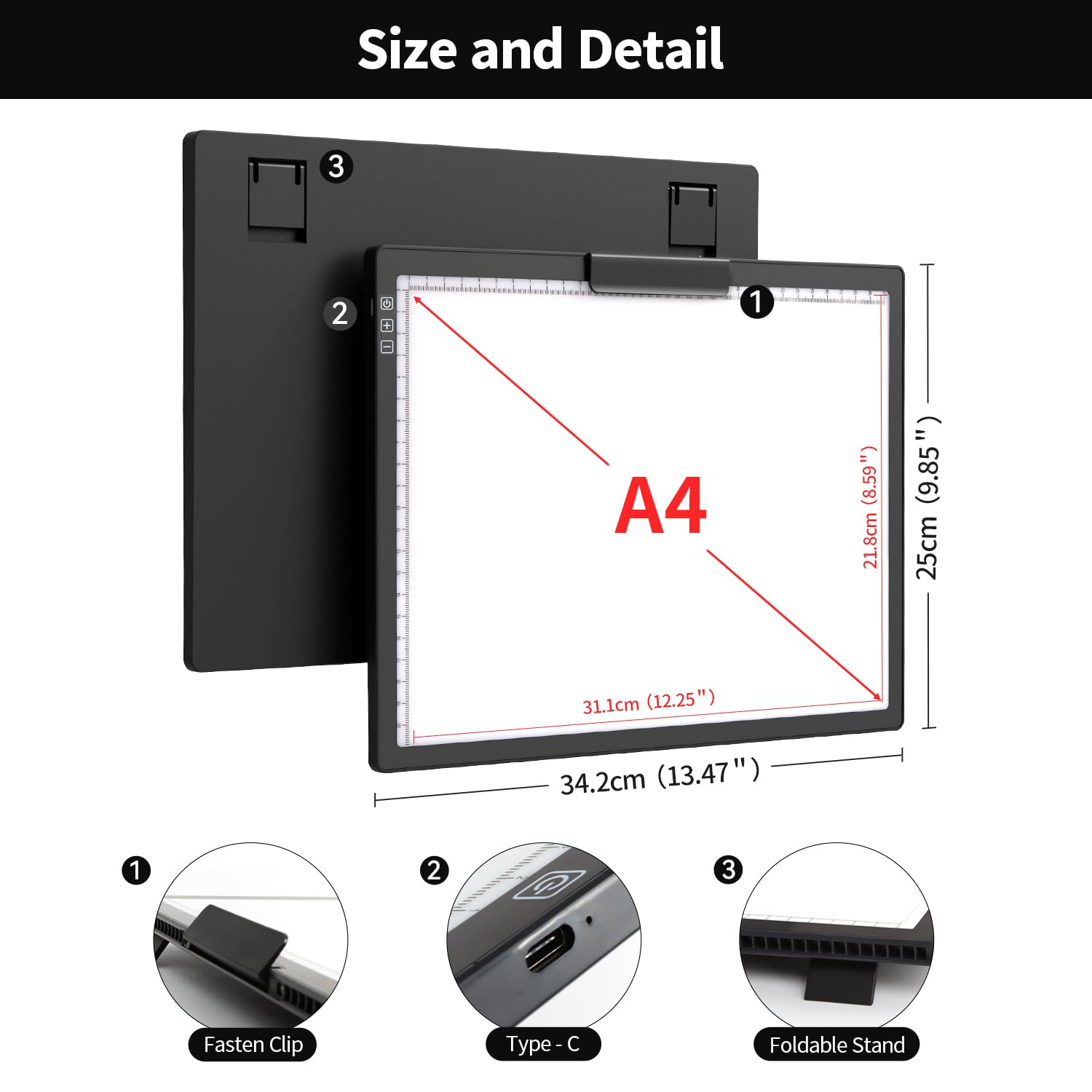 Zocelight A1(35.4''x 23.6'') Large Rechargeable Light Pad for Diamond Painting,6 Levels & Stepless Dimming Light Box for Tracing,3-Color Modes Light Board,Built-in 6000mAh Battery Light Table for Art