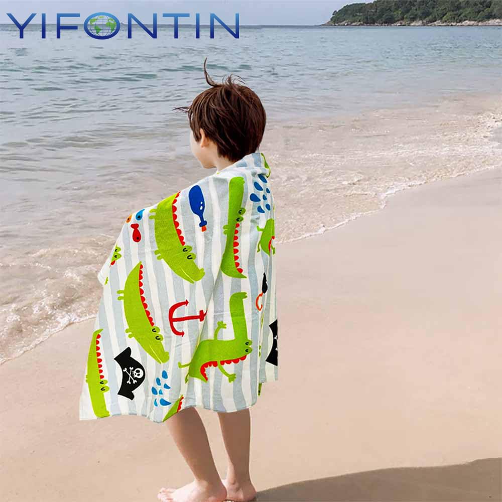 Kids Beach Towel Velour Terry Blanket Throw 100% Cotton Super Soft Absorbent 25.5X51 inches for Bath Swimming Sports Camping Holiday Picnic, Bus Coconut Parasol Lounge Audio Player.