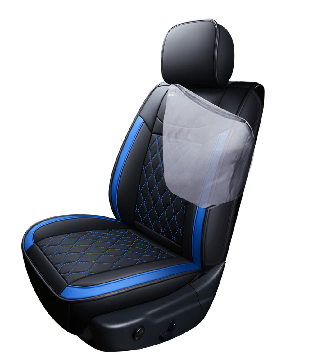 Huidasource Grand Cherokee Seat Covers, 2 Pieces Waterproof Leather Customized Car Seat Cushion Covers Protectors Compatible with Jeep Grand Cherokee 2011-2022 (2Pcs Front/Black)