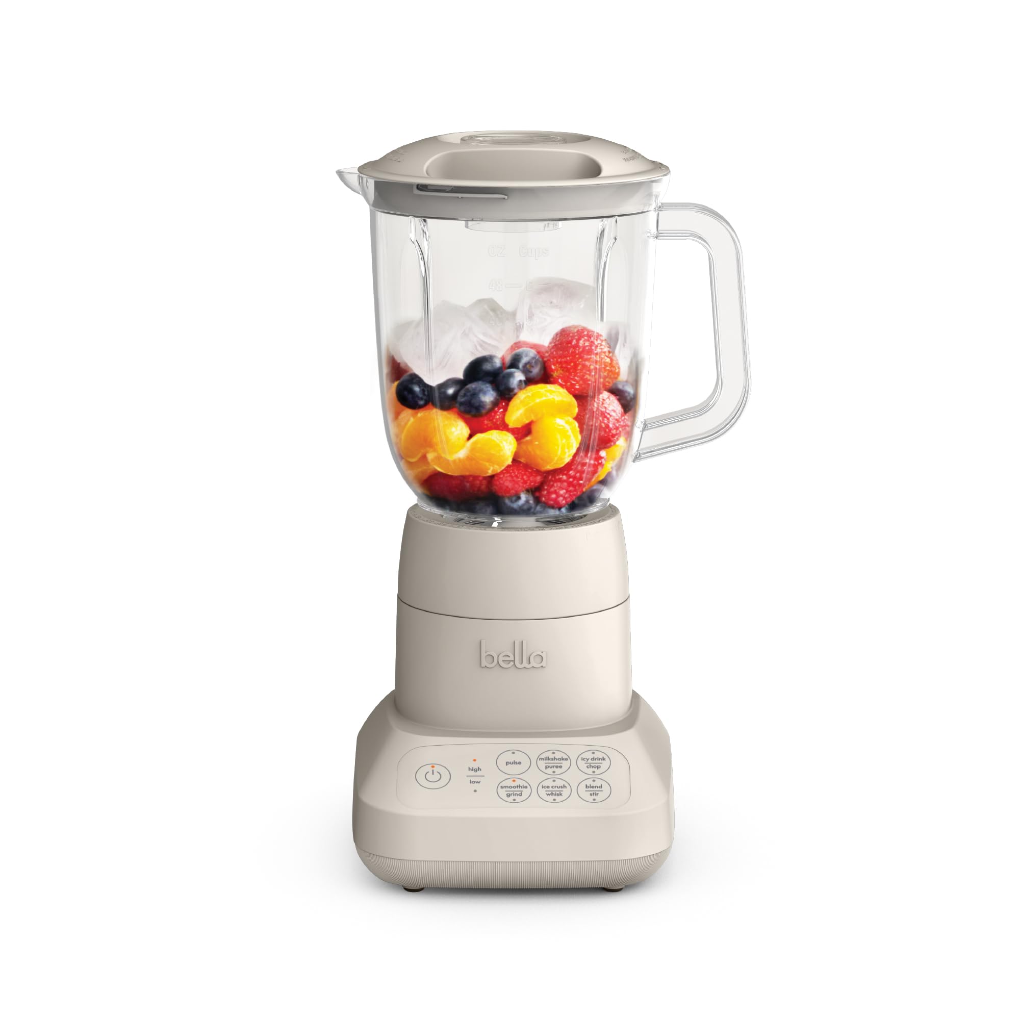 bella 10 Speed Countertop Blender, Juicer & Smoothie Maker, Fits-anywhere™ Kitchenware, Slim Flip & Store Design, Dishwasher Safe 48oz Capacity Pitcher & Lid, Stainless Steel Blade, 450 Watt, Blossom