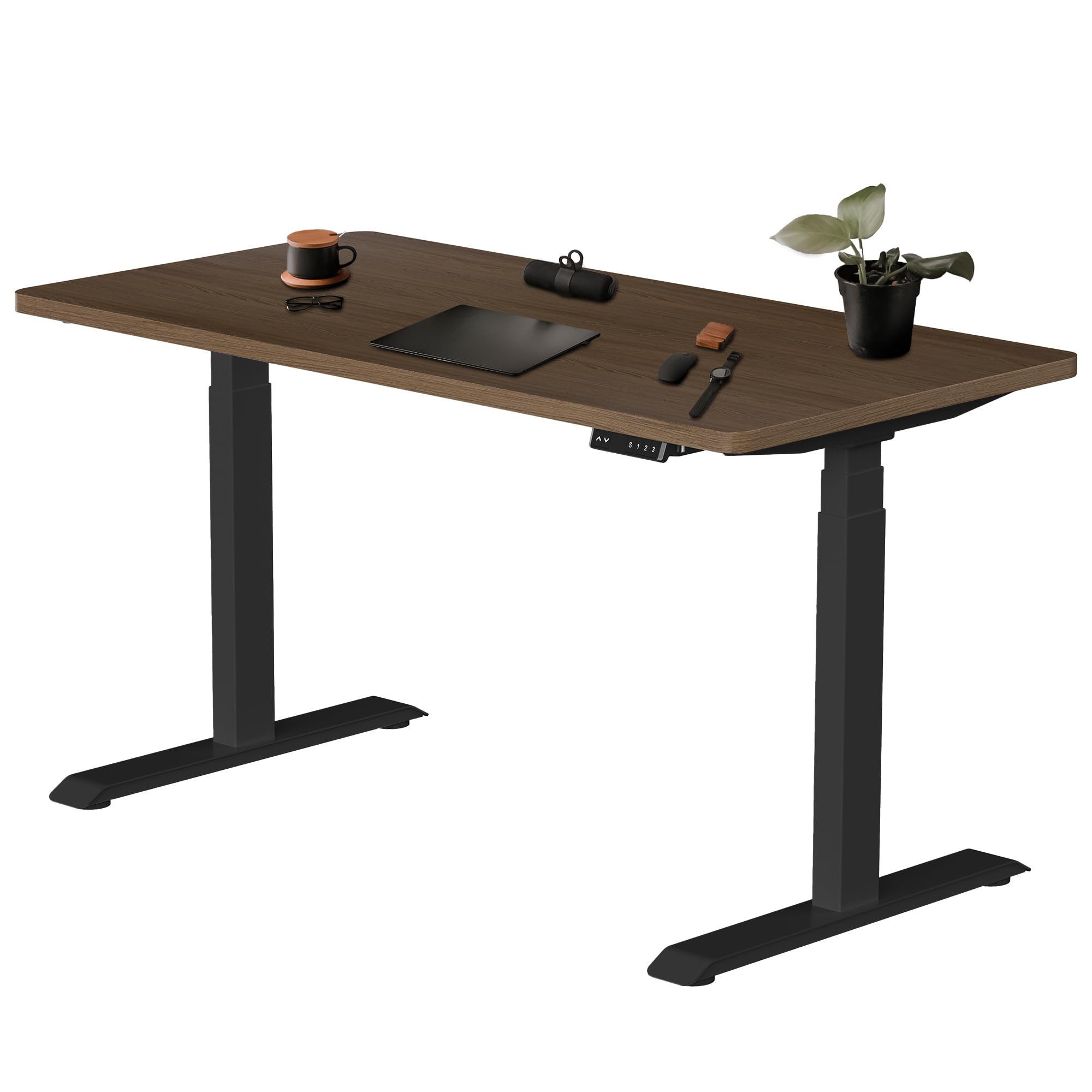 Fromann Dual Motor Electric Standing Desk Frame 3 Tier Legs Height Adjustable Handset with USB A+ C Ports Sit Stand up Desk Base for Home and Office (Black)