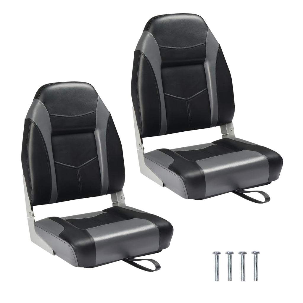 PEXMOR Boat Seats, Low/High Back, Folding, Waterproof, Captain Seat, 2 Packs (High Back-Blue & White)