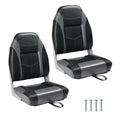 PEXMOR Boat Seats, Low/High Back, Folding, Waterproof, Captain Seat, 2 Packs (High Back-Blue & White)