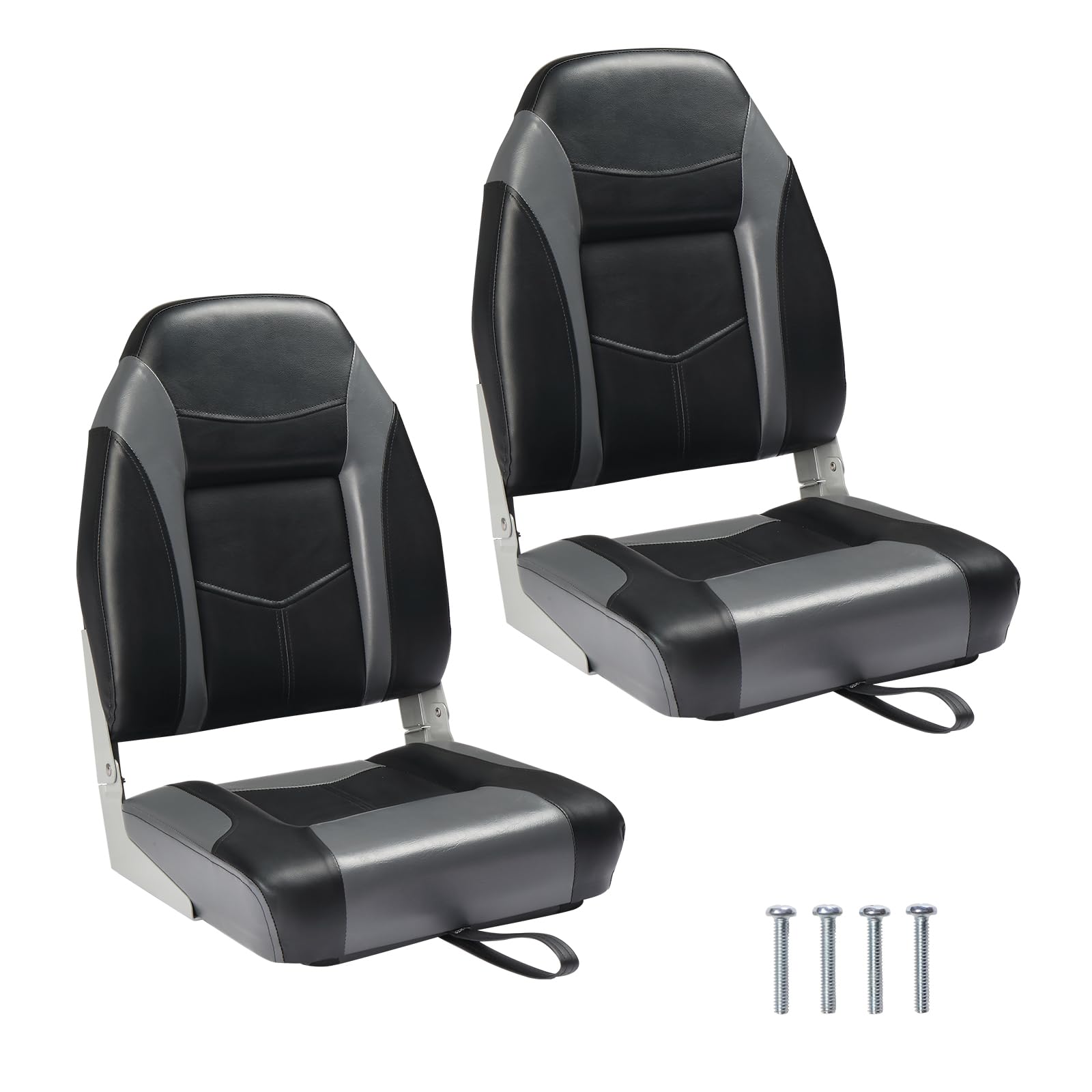 PEXMOR Boat Seats, Low/High Back, Folding, Waterproof, Captain Seat, 2 Packs (High Back-Blue & White)