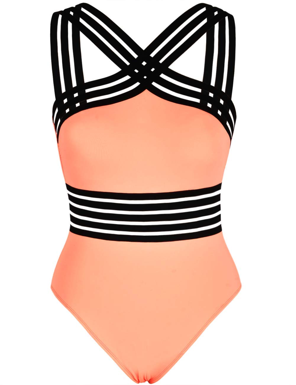 Hilor Women's Tummy Control Swimsuits Slimming One Piece Bathing Suits Front Crossover Swimwear