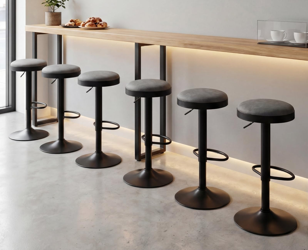 EALSON Modern Swivel Bar Stool Adjustable Counter Height Backless Barstools with Metal Base Leather Upholstered Round Bar Stool Chairs for Kitchen Island/Pub/Breakfast Bar, Beige 1PC