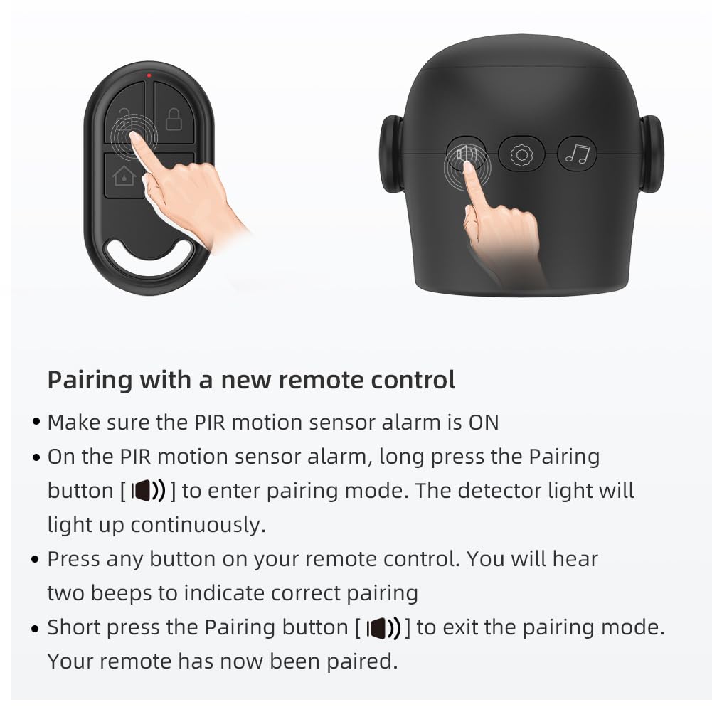 CPVAN WiFi Motion Sensor Alarm, 125dB Smart PIR Motion Detector with Phone App Alerts, Wireless Indoor Home Security Alarm System with Remote, 2.4GHz WiFi, Black