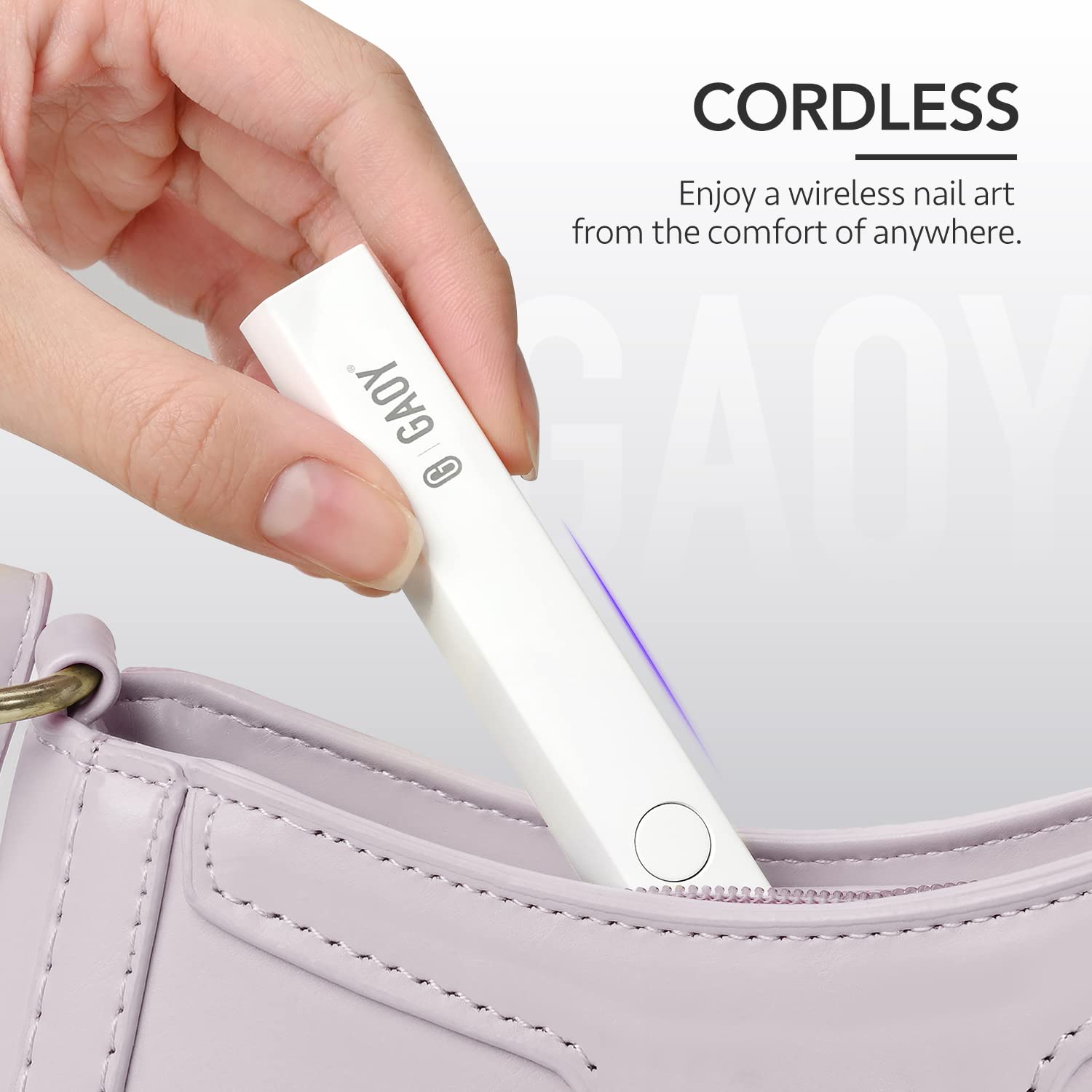 GAOY Handheld UV Light for Gel Nails, Mini Nail Lamp, Portable Cordless Rechargeable, Fast Curing, Diamond Pink