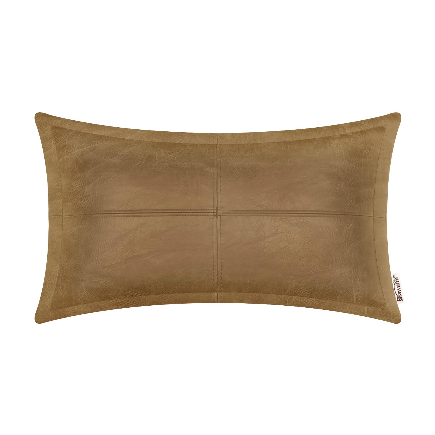 BRAWARM Faux Leather Throw Pillow Covers 16 X 16 Inches, Black Leather Pillow Cover, Hand Stitched Leather Decorative Pillow Cover for Couch Sofa Bed Living Room Home Garden