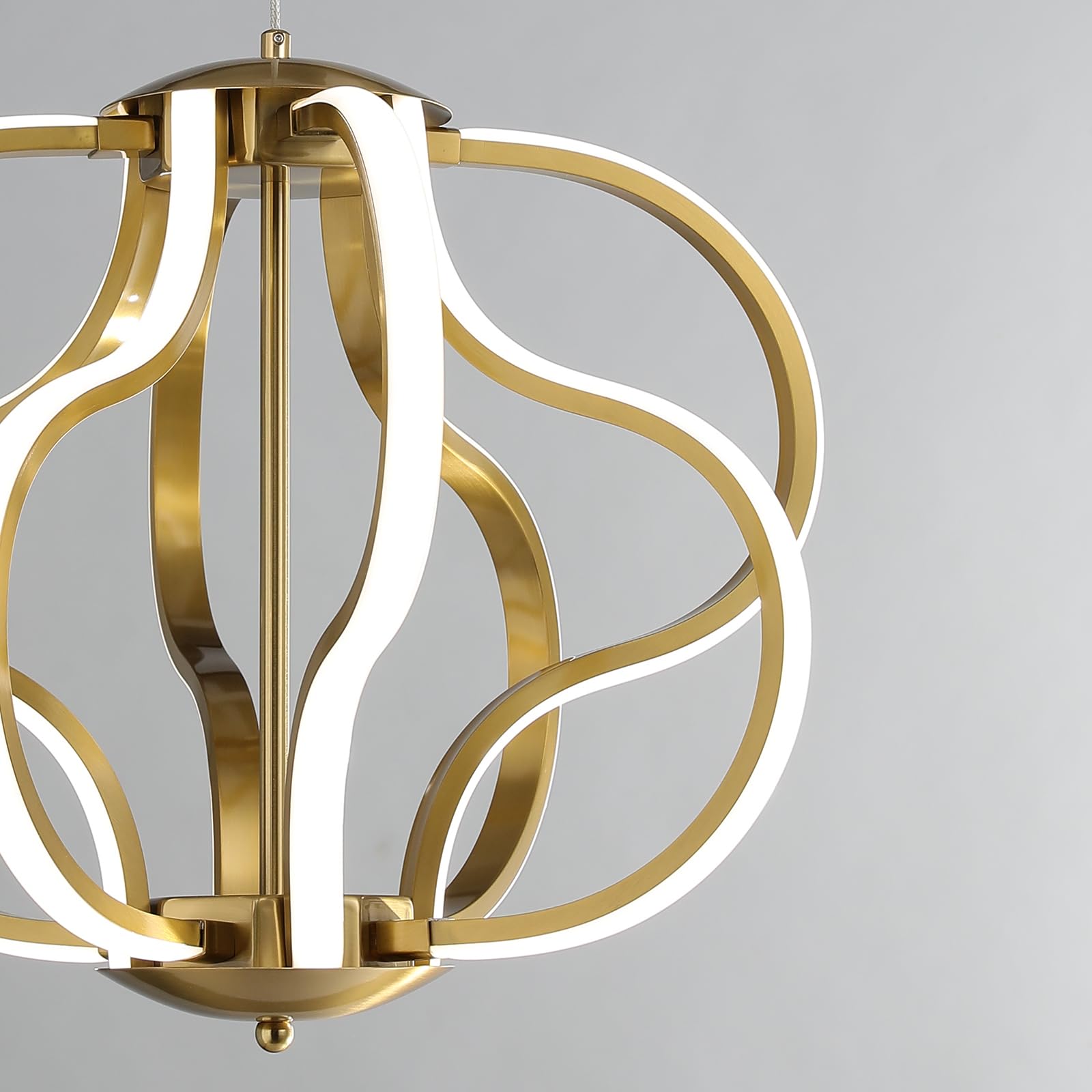 Modern Gold LED Chandelier with Remote Control, Dimmable LED Chandelier with 3 Color Temperature,8 Lights Hanging Pendant Lights for Dining Room Foyer Entryway Kitchen Living Room