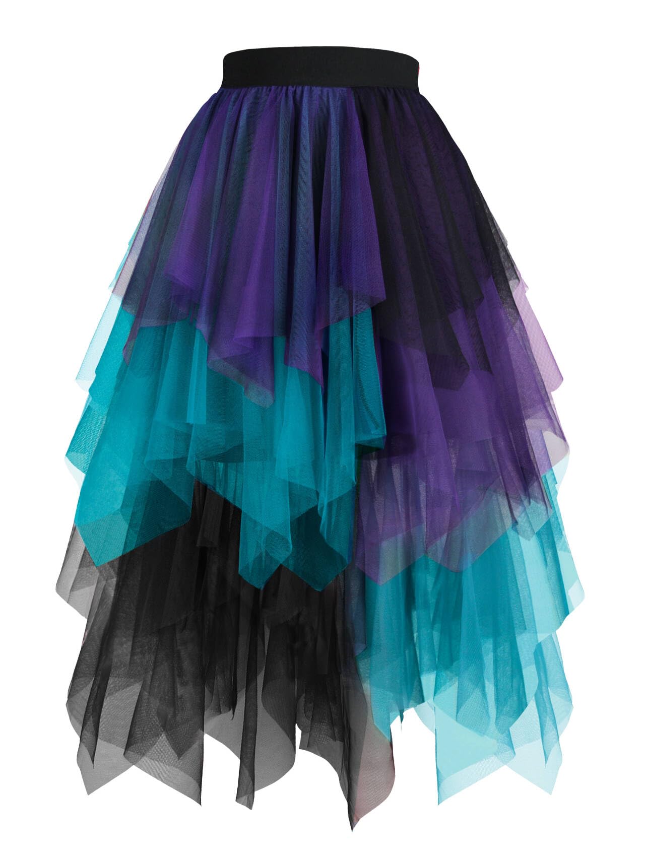 Hanpceirs Women's Tulle Skirts High Low Layered A-line Midi Skirt Irregular Tutu for Women