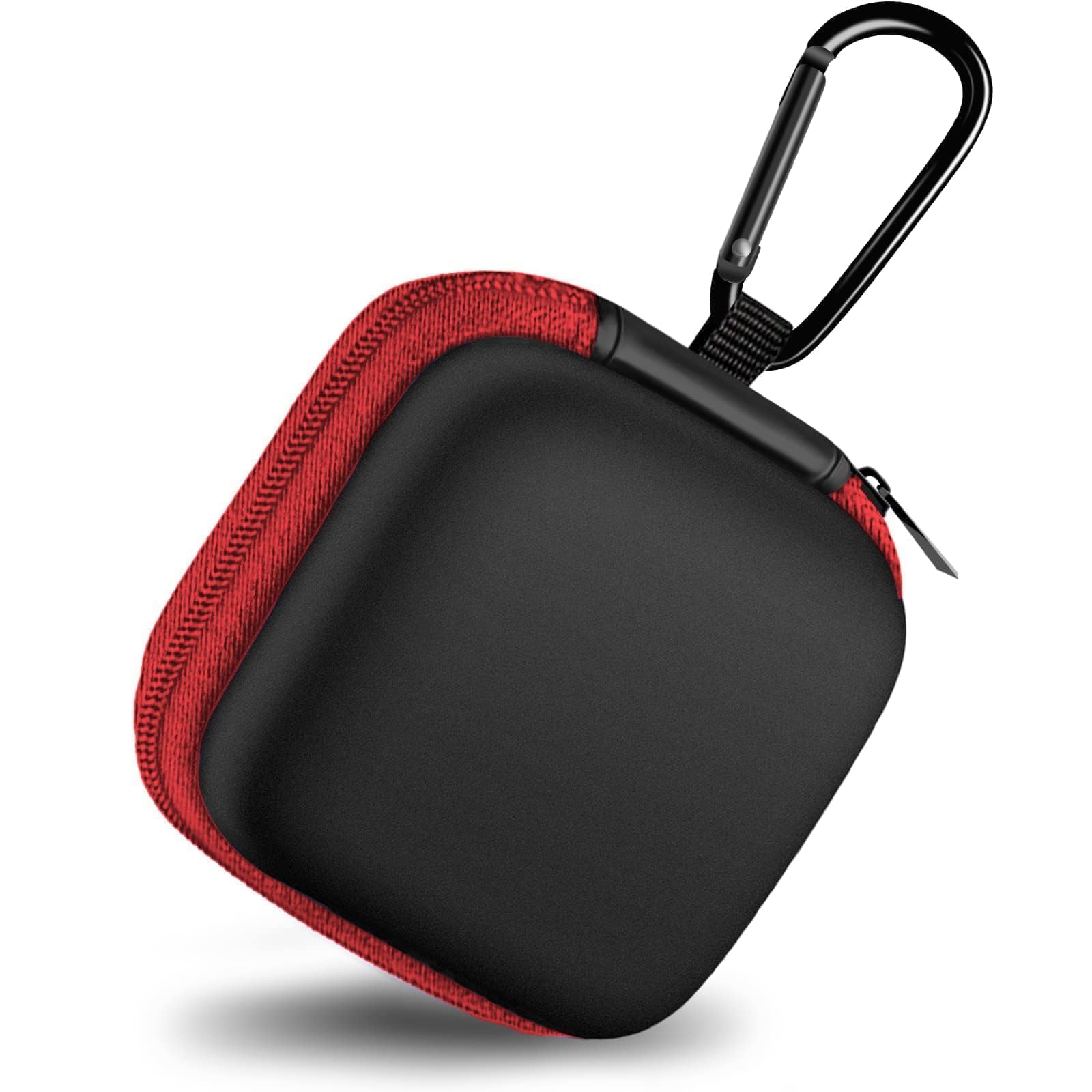 2Pack Oval Earbud Case Portable EVA Carrying Case Storage Bag Cell Phone Accessories Organizer with Carabiner for Earphone, Earbud, Earpieces, SD Memory Card, Camera Chips, Black/Purple