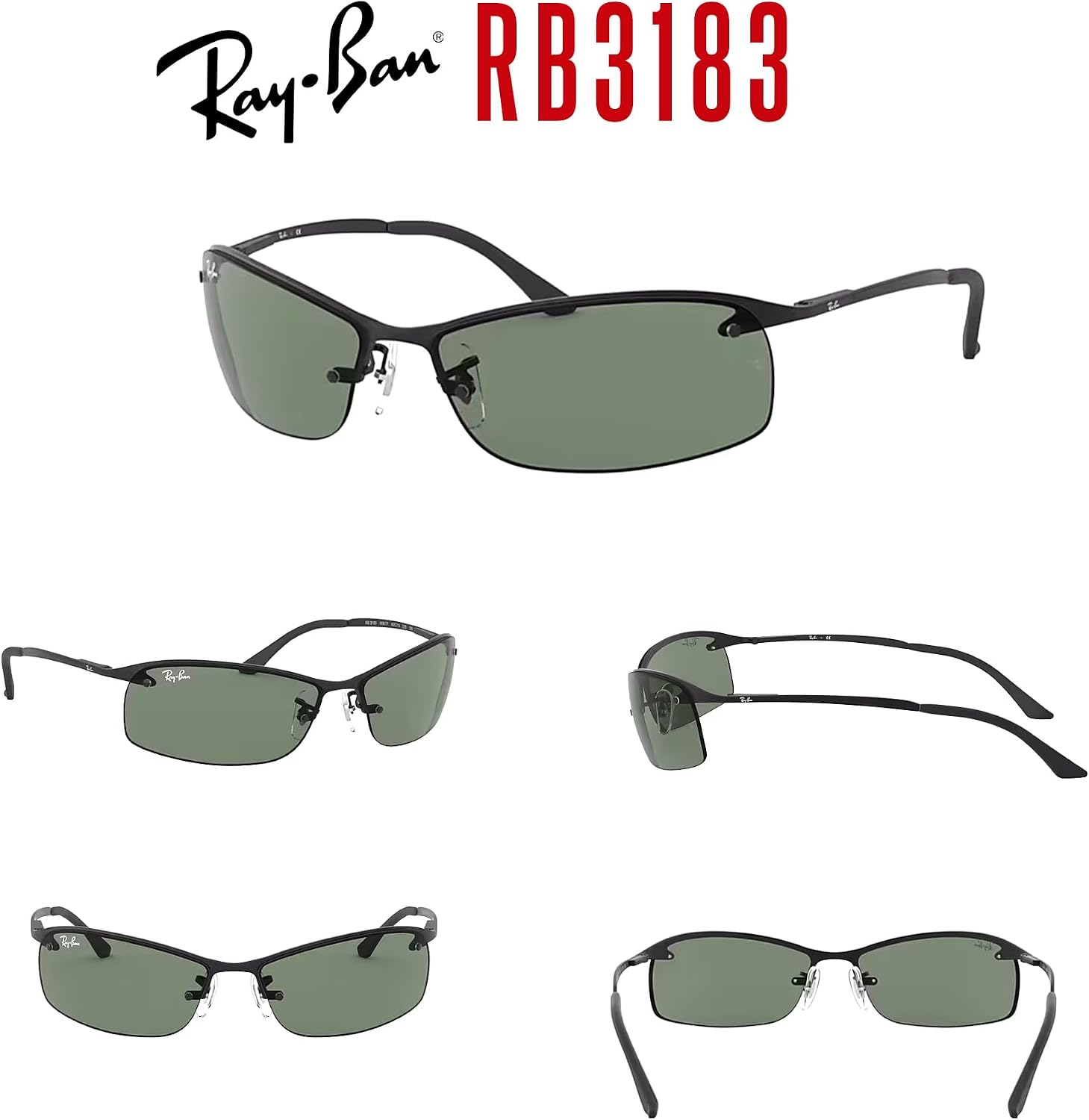 Ray-Ban RB3183 Rectangular Sunglasses For Men +BUNDLE with ACCESSORY EYEWEAR KIT